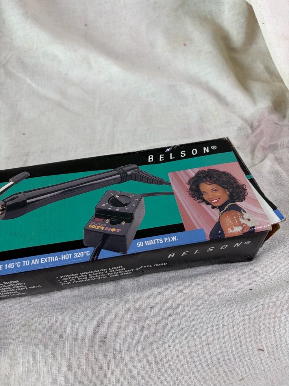 Belson Black Curling Iron with Teal Box